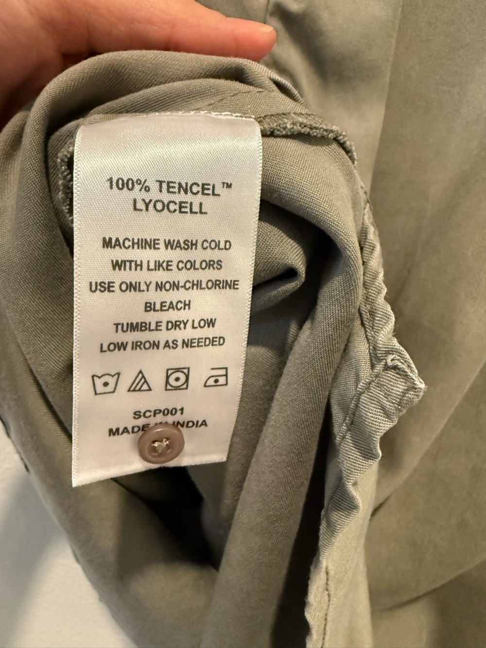 Quince Olive Gray Vintage Wash Tencel Roll Sleeve Tunic Dress Medium - Picture 11 of 11